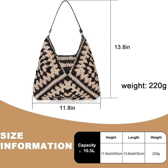 Straw Beach Tote Large Capacity Woven Summer Shoulder Handbag for Women - Picture 4 of 6